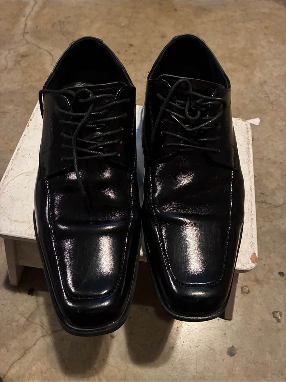 Stacy Adams Black Leather Square-Toe Lace-Up Dress Shoes